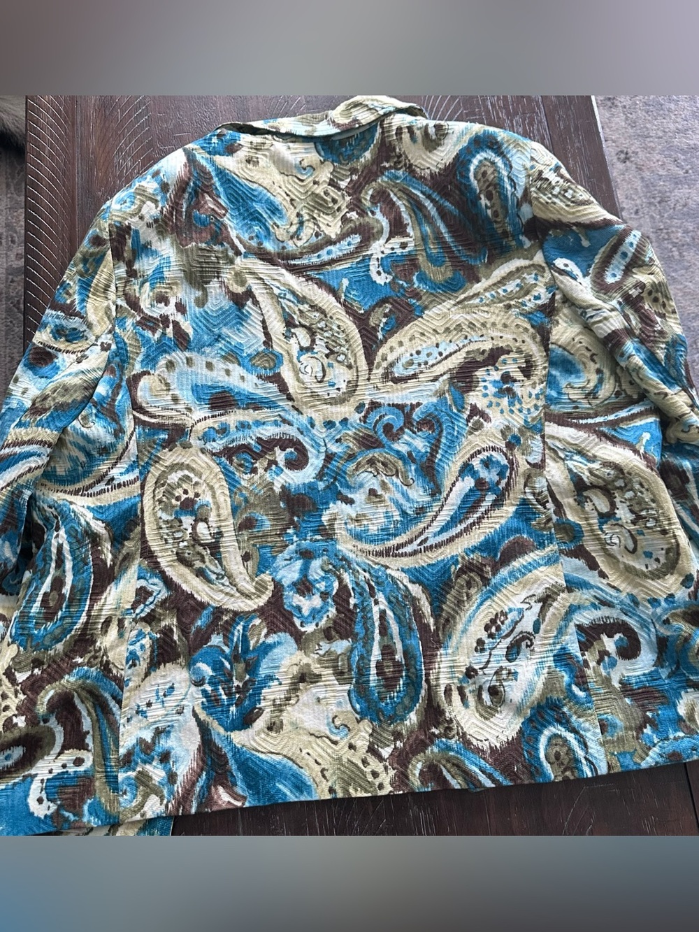 Alfred Dunner Plus Size Blue & Brown Paisley Blazer - Size 20 - Picture 2 of 6